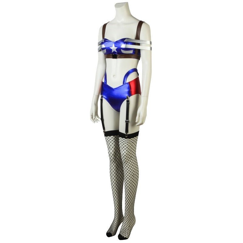 Costume Cosplay Captain America Femme Super Héroïne pour Halloween