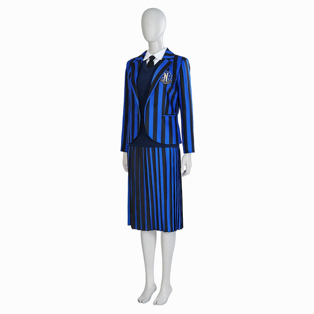 Costume Cosplay Mercredi Addams - Uniforme Scolaire Gothique pour Anime, Fête et Halloween