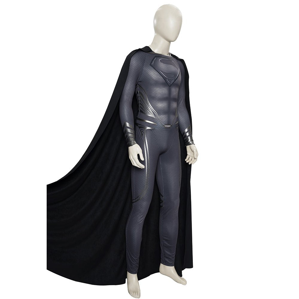 Costume Cosplay Clark Kent pour Hommes, Costume Noir, Cape, Bottes, Ensemble Complet Déguisement Halloween