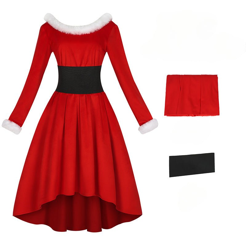 Costume de Noël cosplay robe rouge thème festif pour fêtes et événements