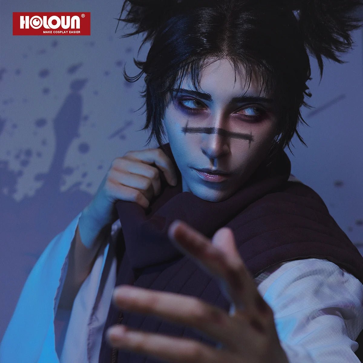 Costume Cosplay Choso de Jujutsu Kaisen - Veste Violette, Cache-cou, Ceinture et Pantalon Élastique Blanc