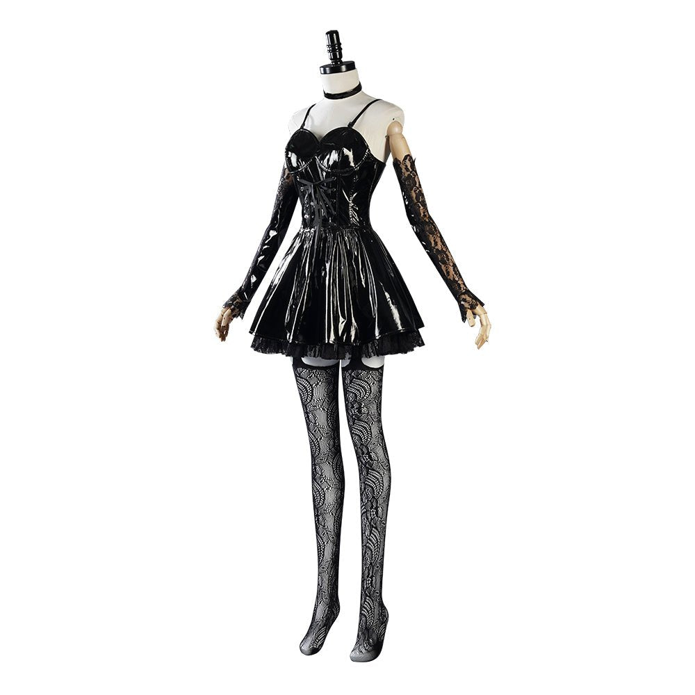 Costume Cosplay Misa Amane pour Femmes - Robe en Cuir, Accessoires en Dentelle, Bas, Ensemble Uniforme Anime