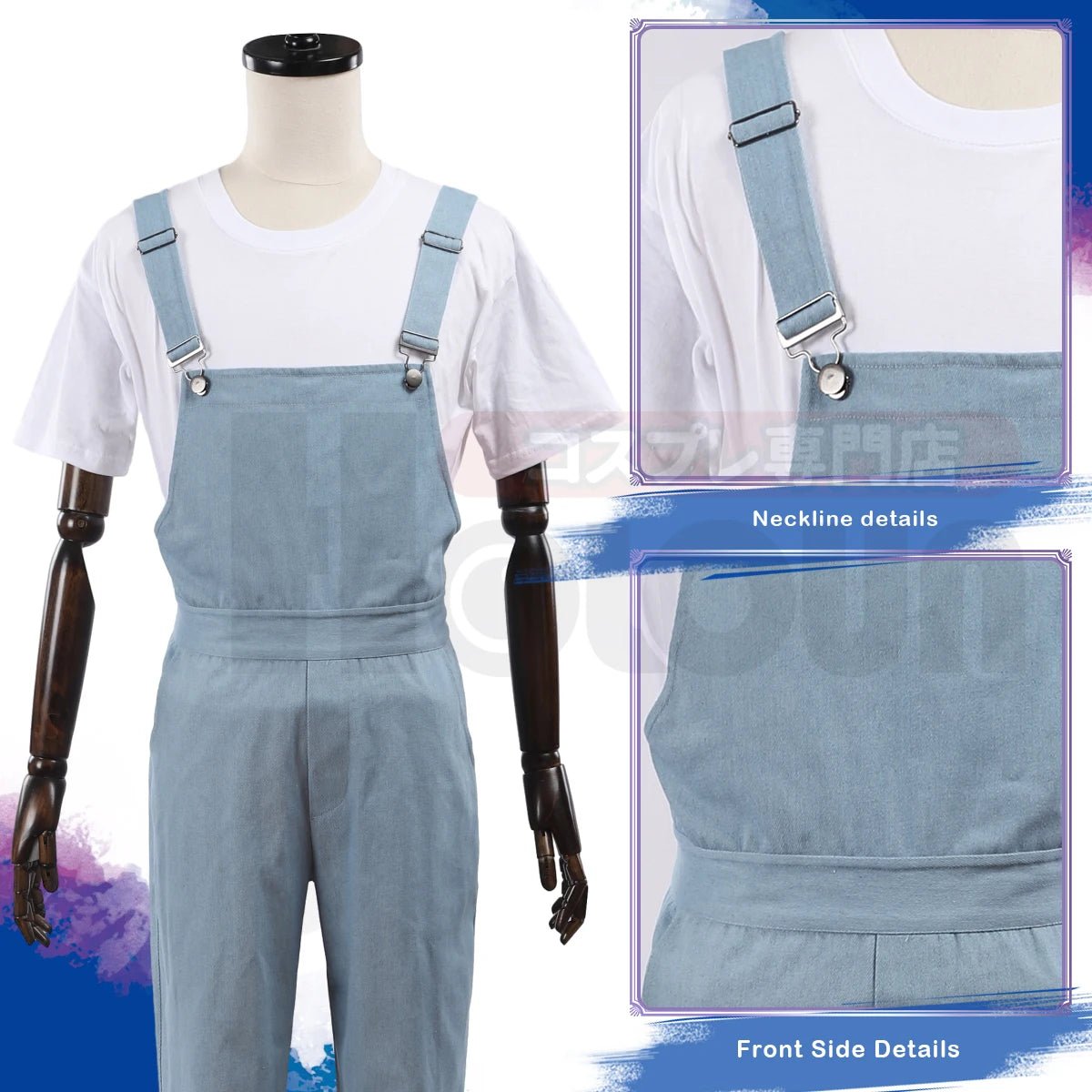 Costume Cosplay Bachira Blue Lock - Perruque, Romper, T-shirt, Veste et Broche Dauphin