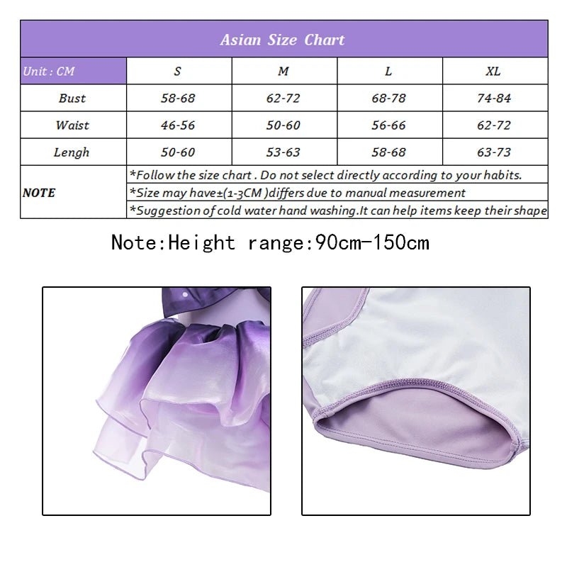 Maillot de Bain Une Pièce Princesse Été pour Fille 3-14 Ans avec Nœud Papillon