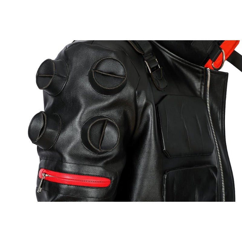 Costume Cosplay Jackie 2077 en Cuir Artificiel Combinaison Noire pour Halloween & Fêtes