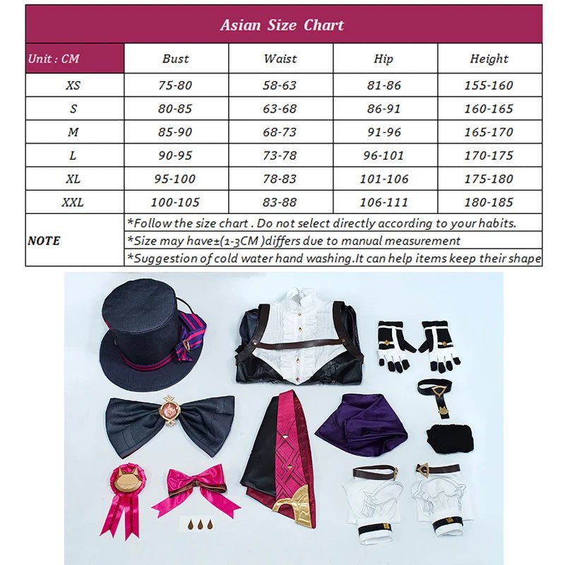 Costume Cosplay Iyney Genshin Impact Jumeaux Lyney Chapeau Magique Uniforme Halloween Femme Ensemble Complet