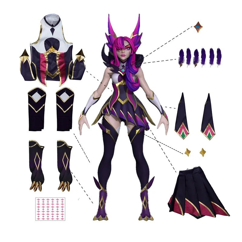 Costume Cosplay Xayah Gardienne des Étoiles LOL pour Femme avec Cape - Nouvelle Version en Précommande