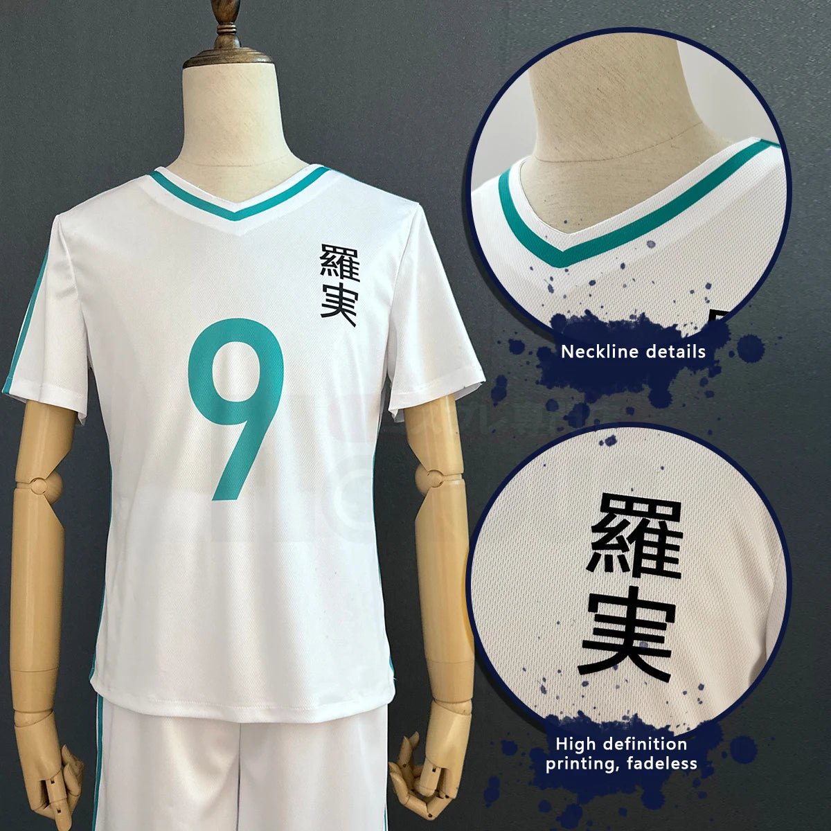 Costume Cosplay Chigiri Blue Lock avec Perruque, Uniforme Sport École et Shorts