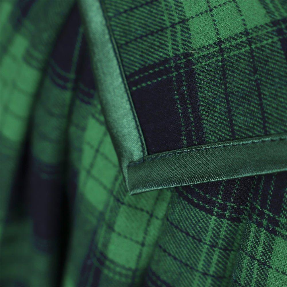 Robe Rococo Marie Antoinette du 18ème Siècle - Vert et Noir à Carreaux avec Dentelle