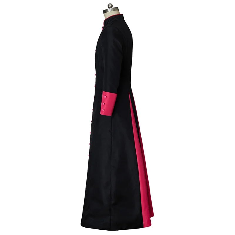 Robe de Clergé Médiéval - Noir & Rouge Cassock de Pasteur Romain pour Hommes | Série Médiévale L'AniMirage