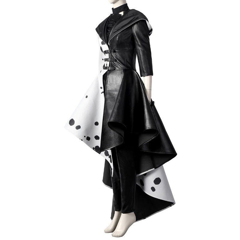 Manteau Cosplay Cruella De Vil - Costume de Vilain Disney Élégant pour Halloween et Fêtes