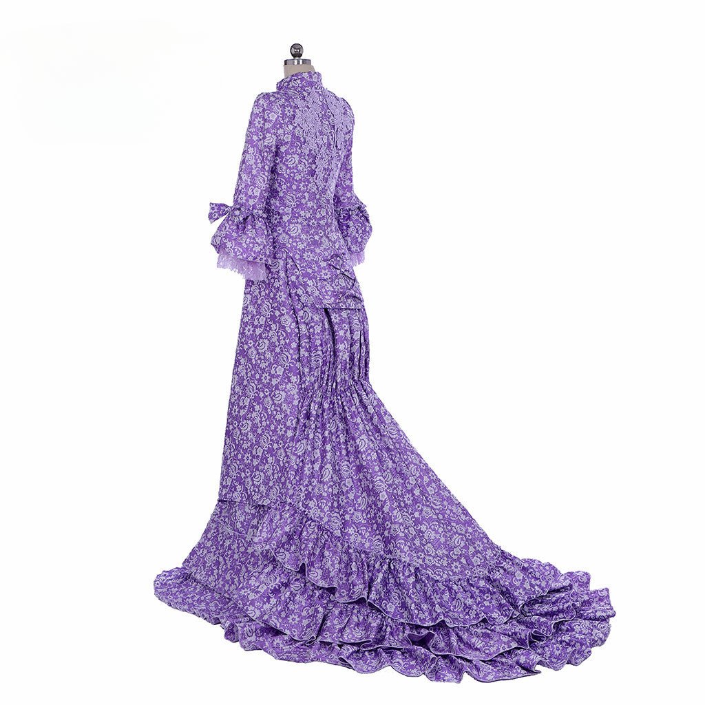 Robe Bustle Gothique Violette Victorienne | Robe de Bal Belle du Sud Guerre Civile pour Noël