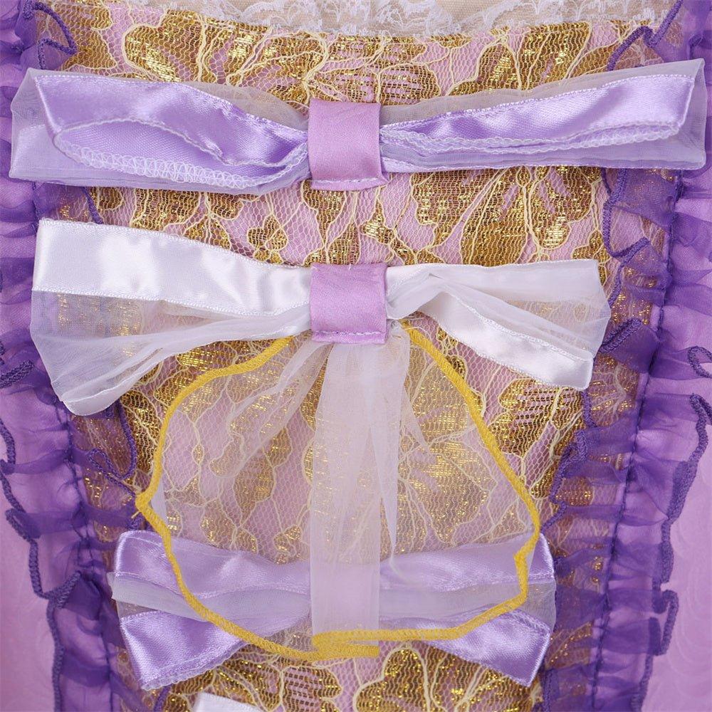 Robe Rococo Violette avec Impression Numérique - L'AniMirage Costume en Taffetas Élégant
