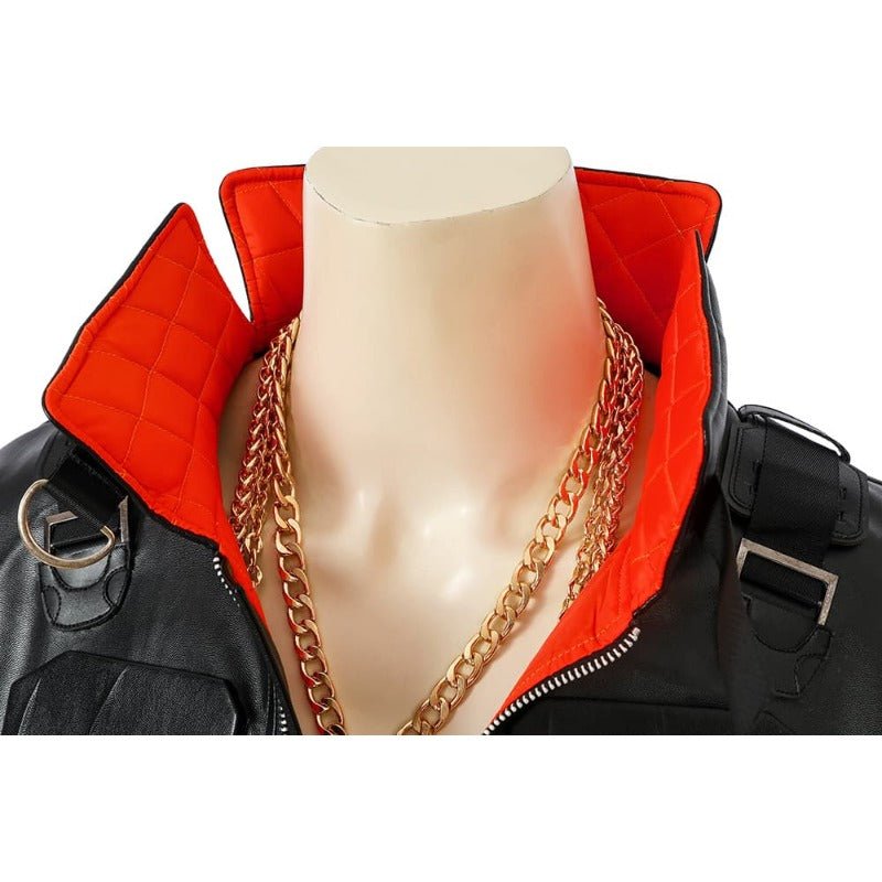 Costume Cosplay Jackie 2077 en Cuir Artificiel Combinaison Noire pour Halloween & Fêtes