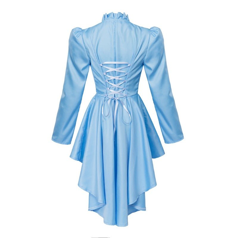 Robe Gothique Médiévale Vintage Femme – Costume Cosplay Manches Longues Cocktail Haute-Basse