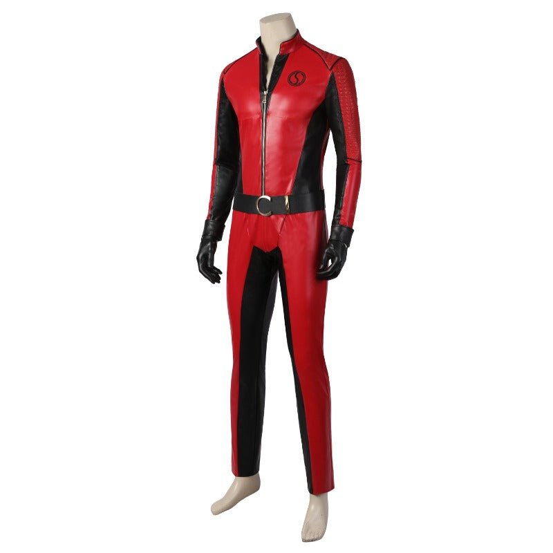 Costume Cosplay Ben The Umbrella Academy Saison 3 - Combinaison en Cuir Rouge pour Halloween