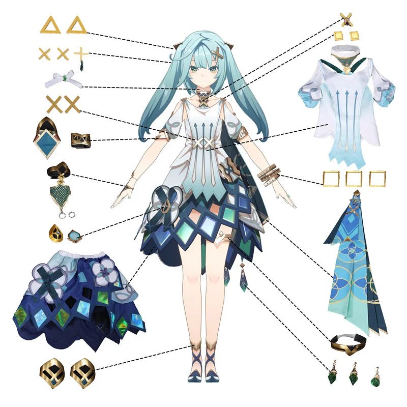 Costume Cosplay Faruzan Femme de Genshin Impact - Ensemble Complet avec Cape pour Halloween et Conventions