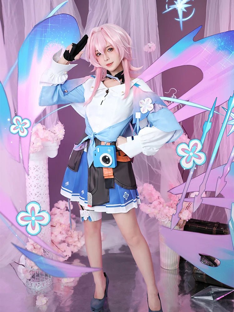 Costume Cosplay March 7th Honkai Star Rail Bleu Mignon Femme Robe Uniforme de Marin pour Halloween Carnaval Fête