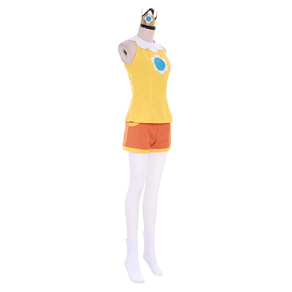 Costume Cosplay Daisy Tennis Jaune | Tenue Sportive Princesse Daisy pour Cosplay