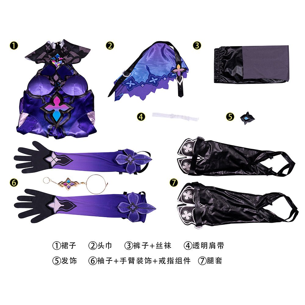 Costume Cosplay Black Swan Honkai Star Rail | Robe Violette Perruque Accessoires Jardin de la Réminiscence