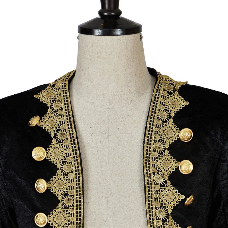 Veste Gothique Prince Vintage pour Hommes avec Chapeau Haut de Forme | Costume Médieval Steampunk