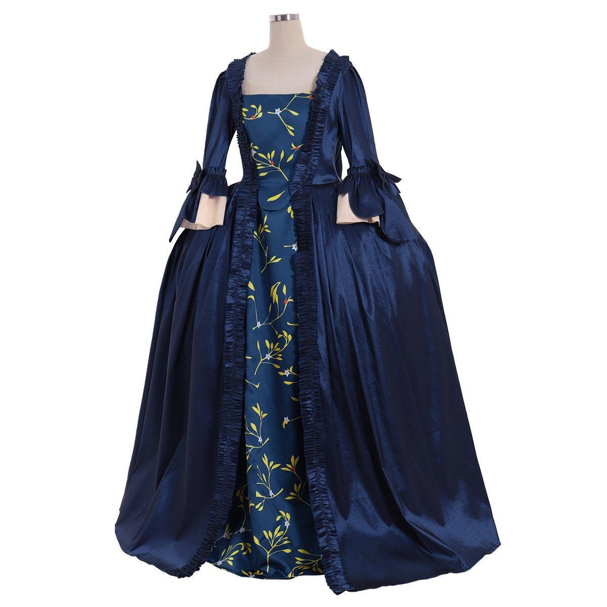 Robe de Cour Georgienne Rococo | Robe Bleue Marie Antoinette du 18ème Siècle | Robe à Panier Victorienne