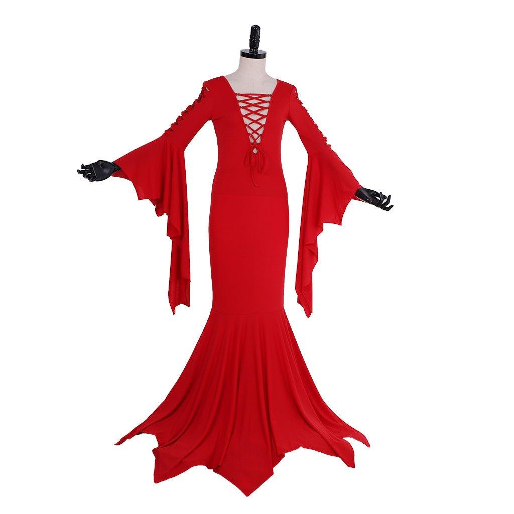 Costume Cosplay Morticia Addams pour Femmes | Robe Vintage Gothique pour Halloween & Fêtes Carnaval