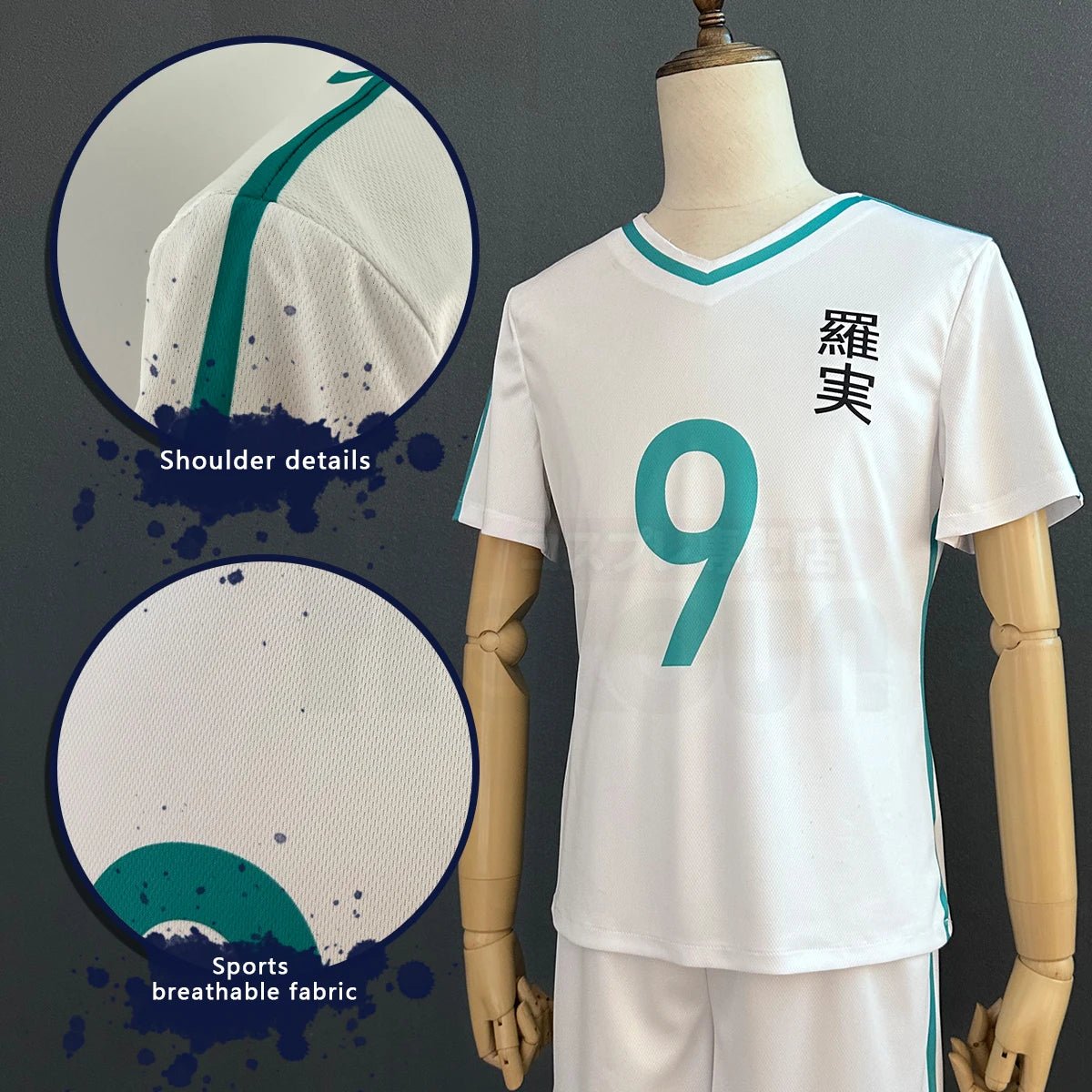 Costume Cosplay Chigiri Blue Lock avec Perruque, Uniforme Sport École et Shorts