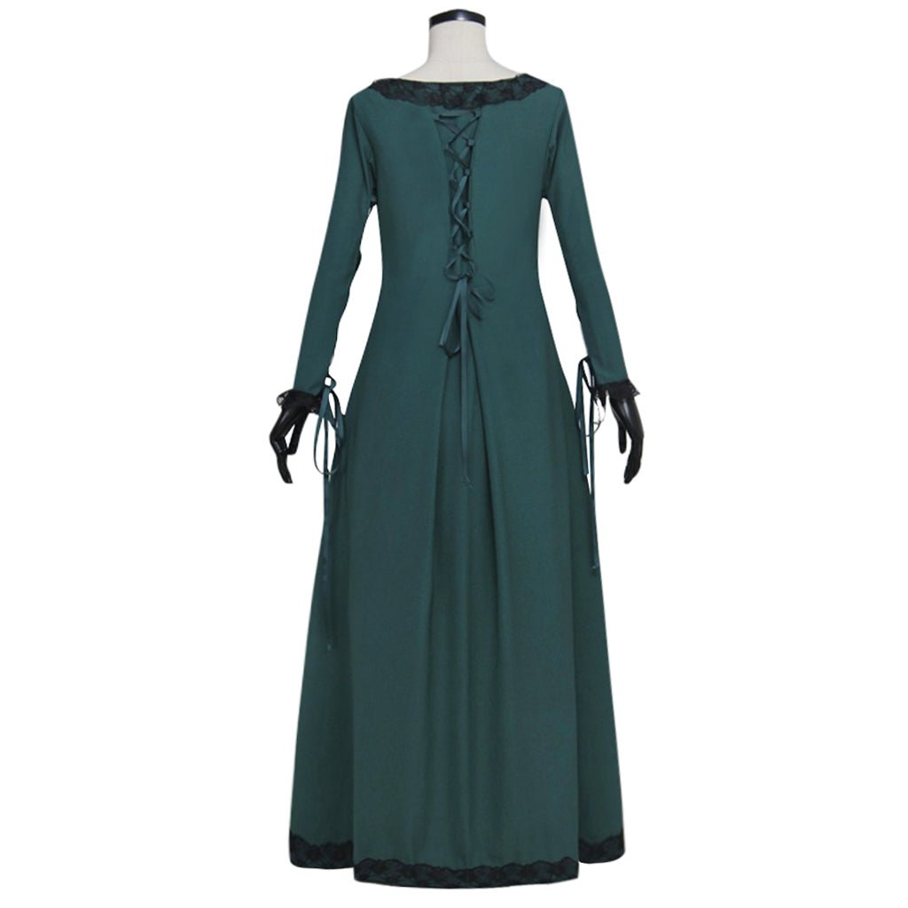Robe Médiévale Renaissance Irlandaise Costume Paysan Retro Vert Foncé pour Cosplay