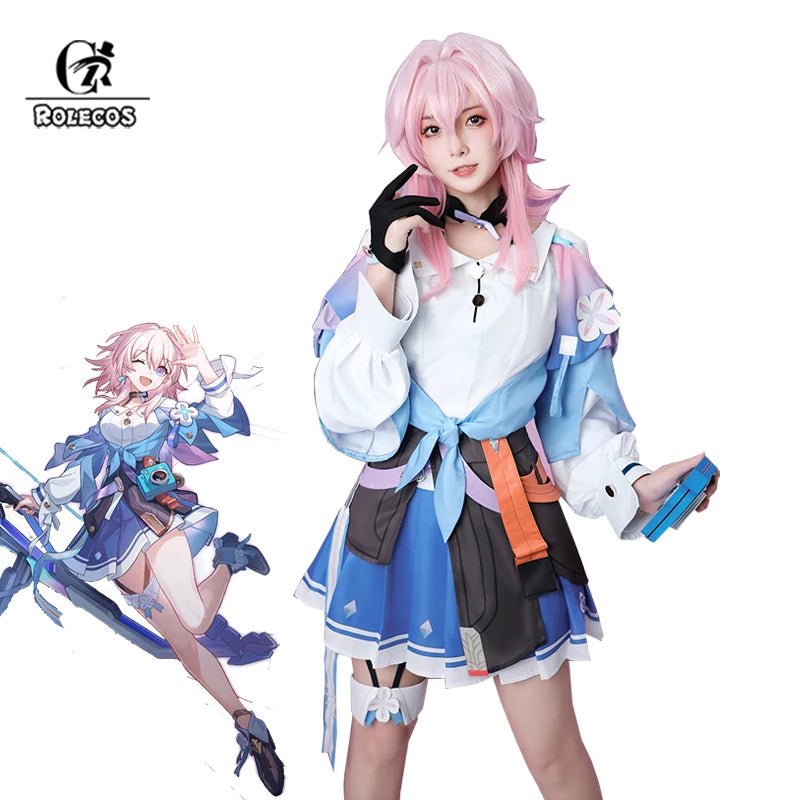 Costume Cosplay March 7th Honkai Star Rail Bleu Mignon Femme Robe Uniforme de Marin pour Halloween Carnaval Fête