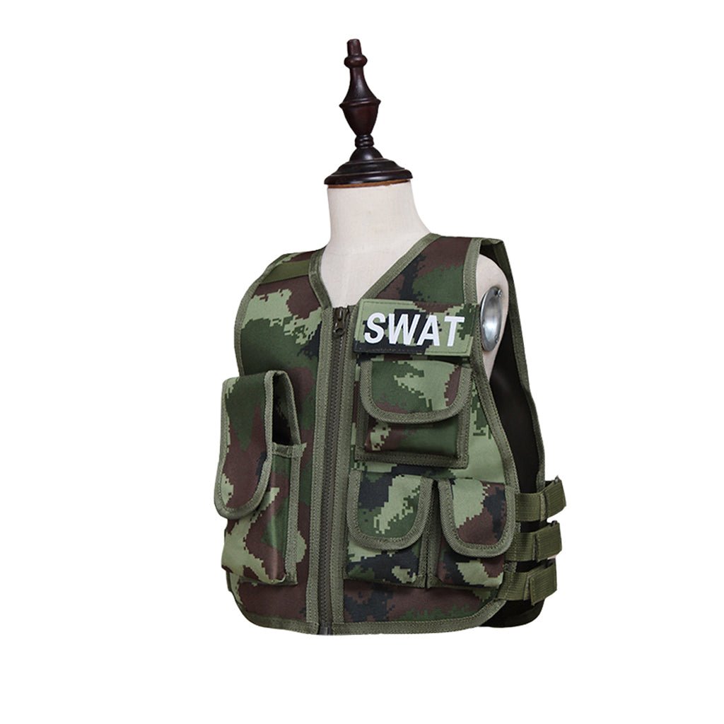 Gilet tactique Airsoft pour enfants, Veste de chasse camouflage, Costume cosplay tactique, Gilet de sniper pour jeux de guerre CS