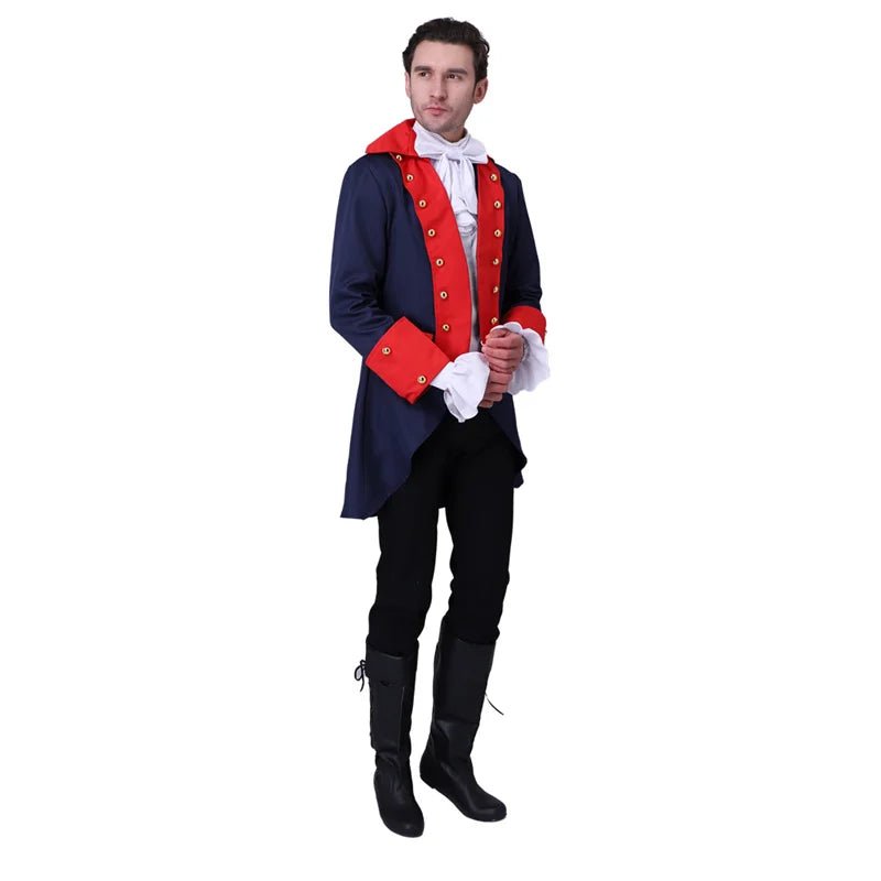 Costume Homme Prince Roi 18ème Siècle Bleu Rouge Uniforme Vintage pour Cosplay et Scène