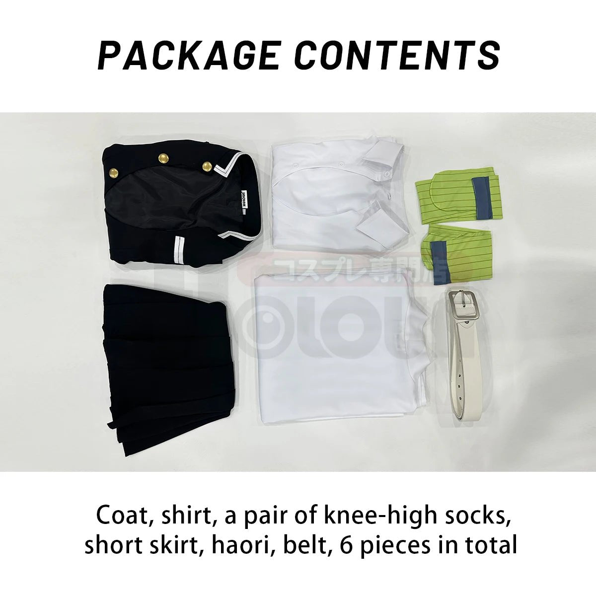 Costume Cosplay Kanroji Mitsuri Demon Slayer Complet avec Perruque, Top Brodé, Jupe, Haori Blanc, Ceinture et Bas