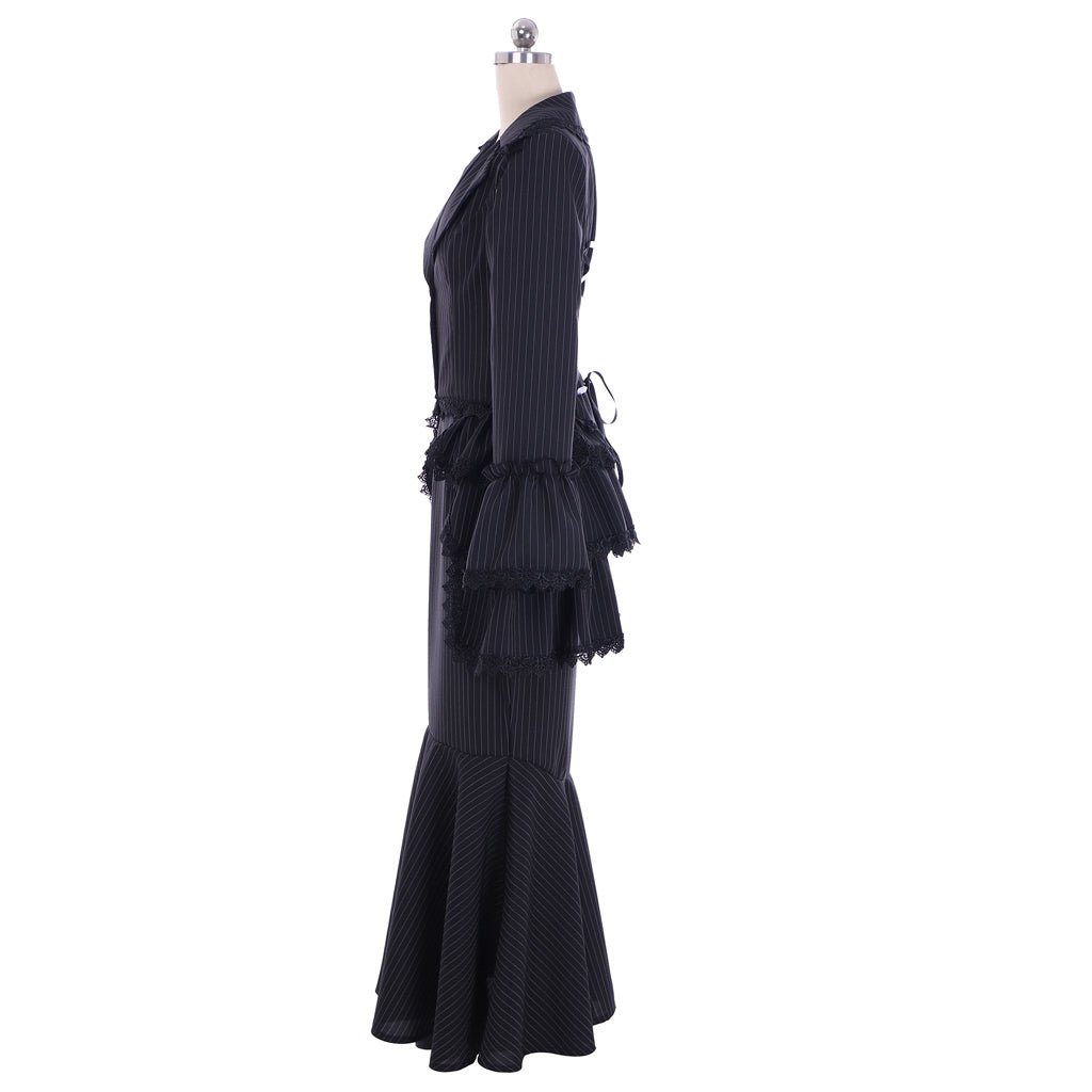 Robe Gothique Victorienne Noire avec Corset et Jupon Bustier | Costume Belle du Sud de la Guerre Civile