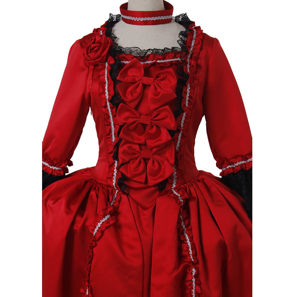 Robe Rococo Rouge Marie Antoinette | Costume Baroque 18e Siècle pour Fête et Carnaval