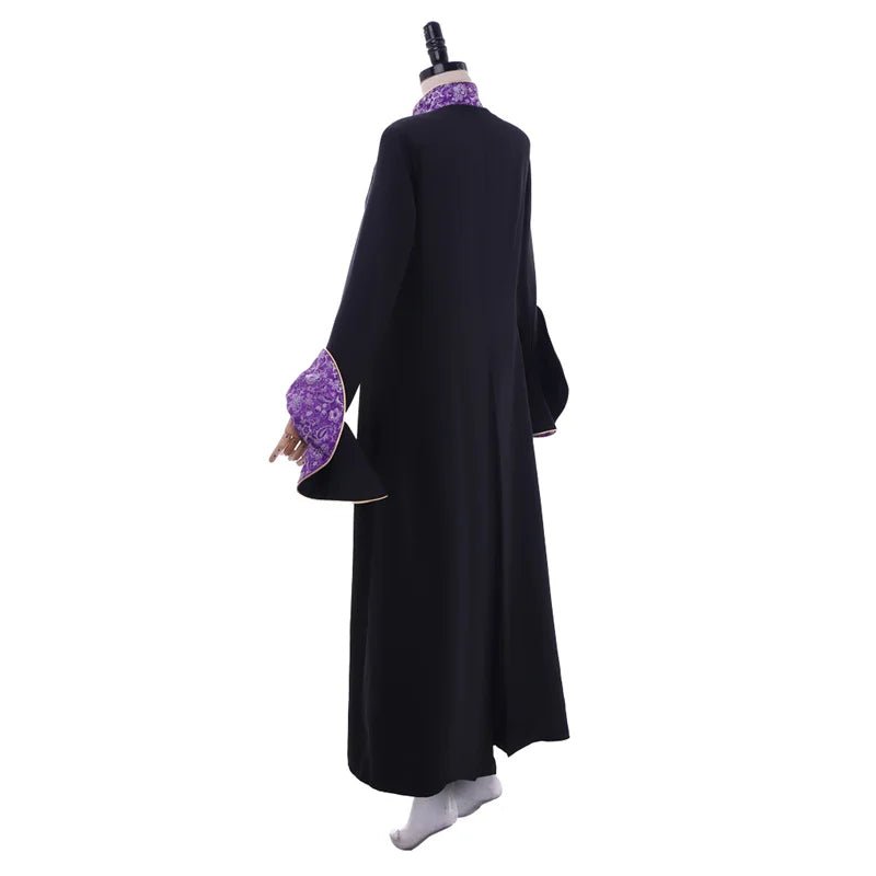 Robe de Prêtresse Médiévale Costume Femme - Manches Trompette Noire Cassock Clergé avec Cape | Série Cosplay L'AniMirage