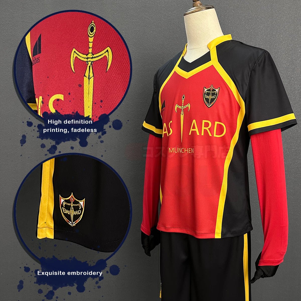 Costume Cosplay Noel Noa Blue Lock Bastard Munchen Rouge NO.9 - Uniforme de Football