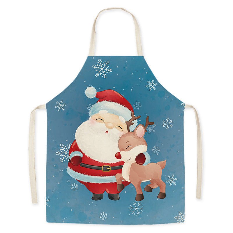 Tablier de cuisine imitation chanvre Santa Claus pour adultes, résistant aux taches et à l'huile, vêtements de travail pour hommes et femmes