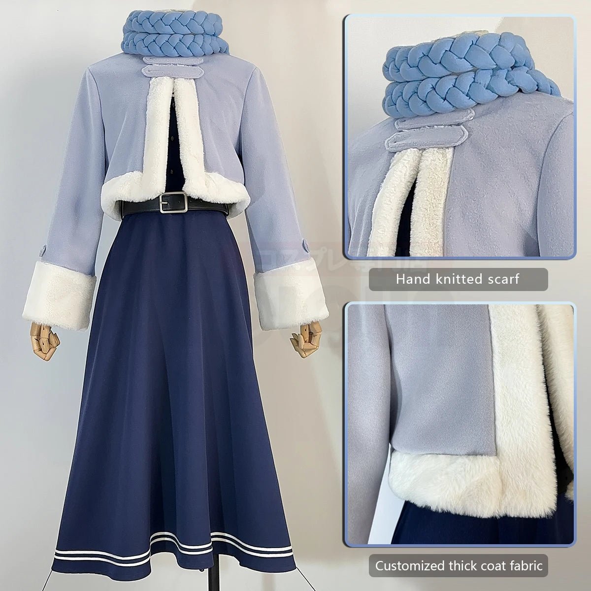 Costume Cosplay Fern de Frieren: Au-delà de la Fin du Voyage - Perruque, Veste d'Hiver, Robe - Cadeau Nouvel An