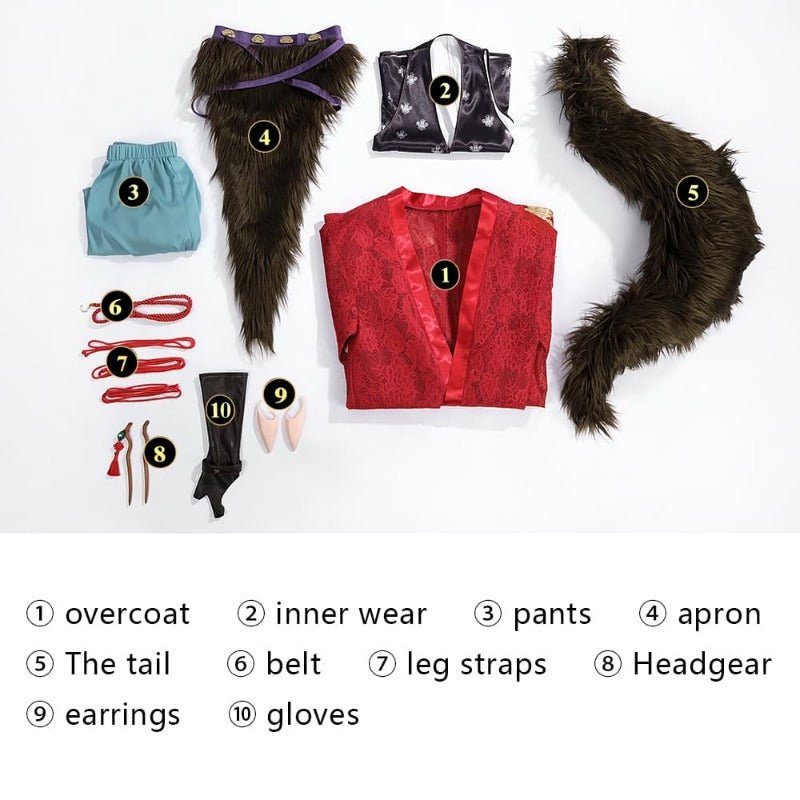 Costume Cosplay Pingping de Black Myth: Wukong Complet avec Oreilles et Tai pour Fête d'Halloween