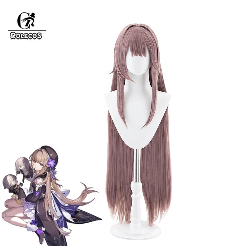 Perruque Cosplay Herta Honkai Star Rail 105cm Longue Droite Femme - Perruques Synthétiques Résistantes à la Chaleur