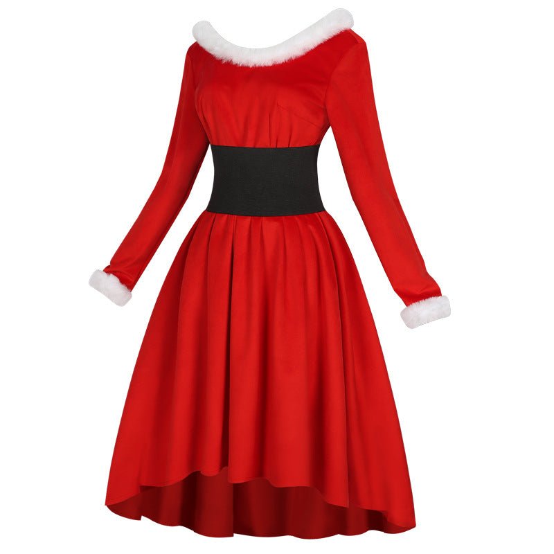 Costume de Noël cosplay robe rouge thème festif pour fêtes et événements