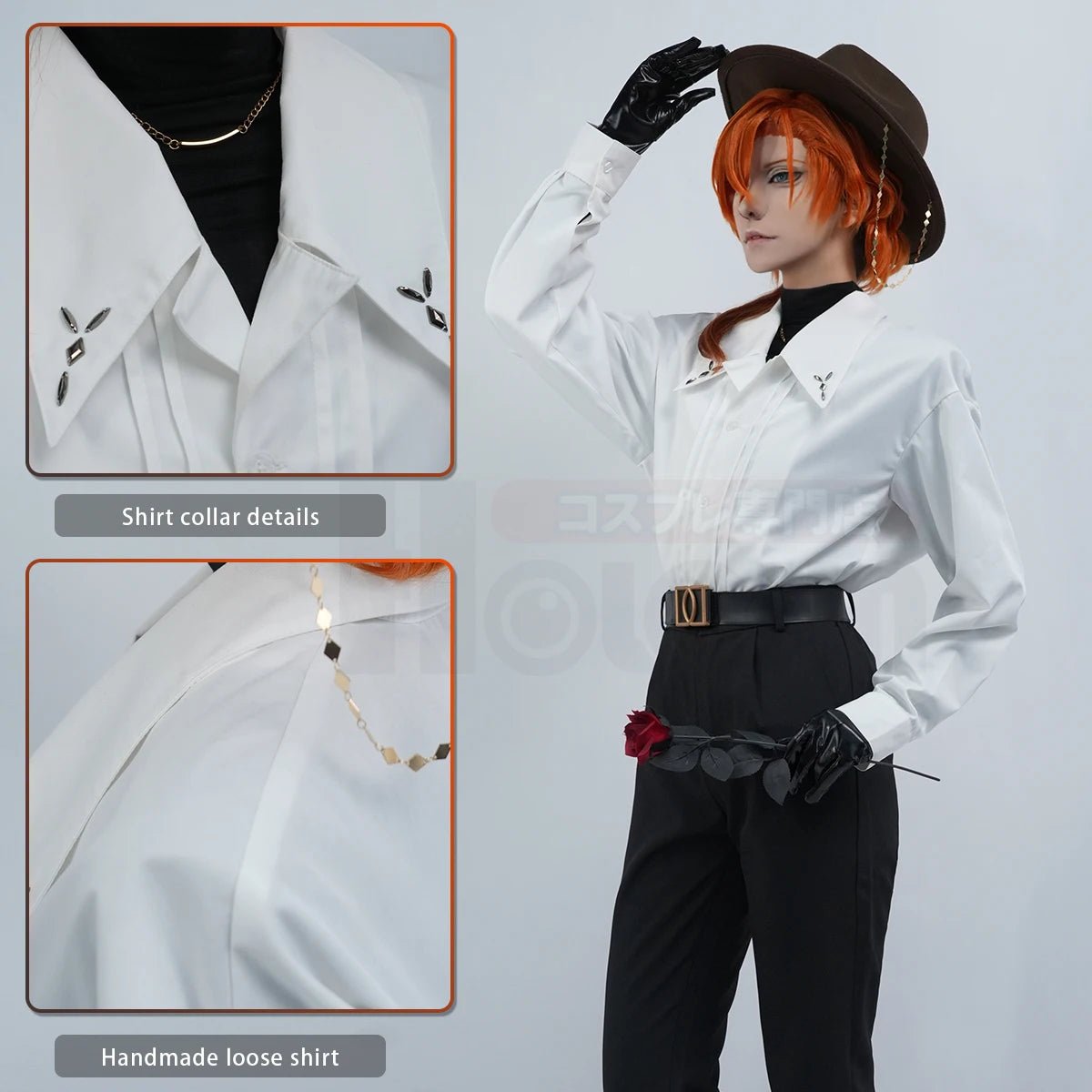 Costume Cosplay Nakahara Chuuya Bungo Anime 10e Anniversaire - Veste Pantalon Chemise Chapeau Gants