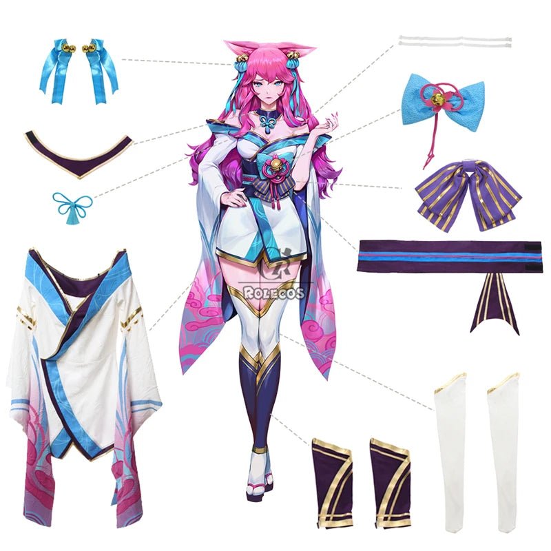 Costume Cosplay Ahri Spirit Blossom Femme Kimono Complet