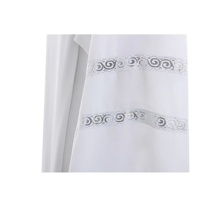 Robe de Clergé Médiéval sur Mesure - Cassocke Blanche Brodée Costume Cosplay | Série Médiévale L'AniMirage