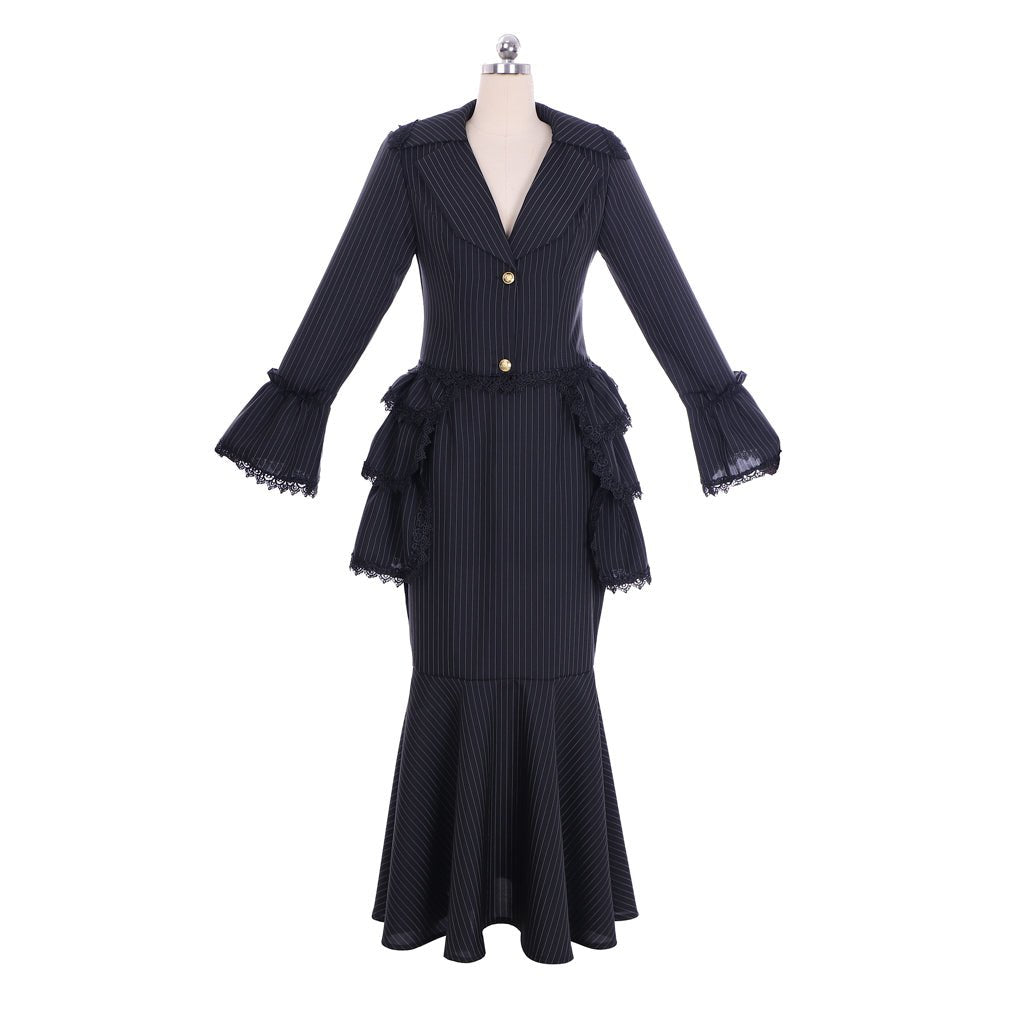 Robe Gothique Victorienne Noire avec Corset et Jupon Bustier | Costume Belle du Sud de la Guerre Civile