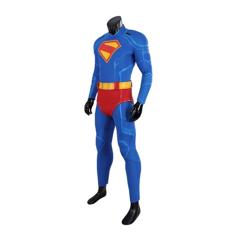 Costume Cosplay Superhero Legacy Clark Kent - Combinaison Zentai Bleue avec Cape Rouge