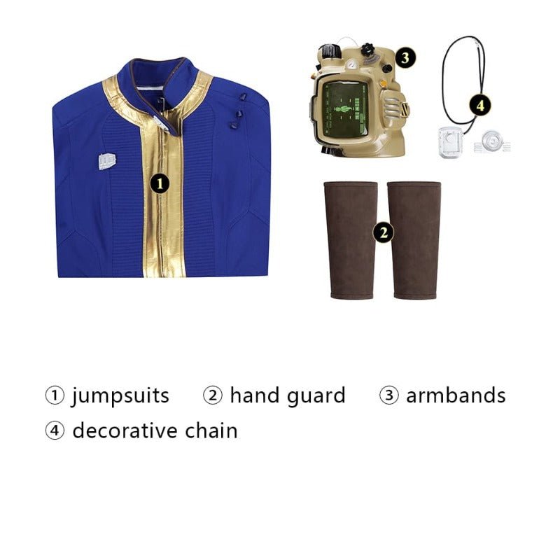 Costume Cosplay Game Fall Vault 75 - Combinaison, Armure, Protège-mains & Accessoires pour Halloween