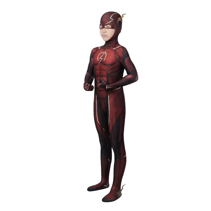Costume Cosplay The Flash Barry Allen pour Enfant Halloween Combinaison Masque Impression 3D