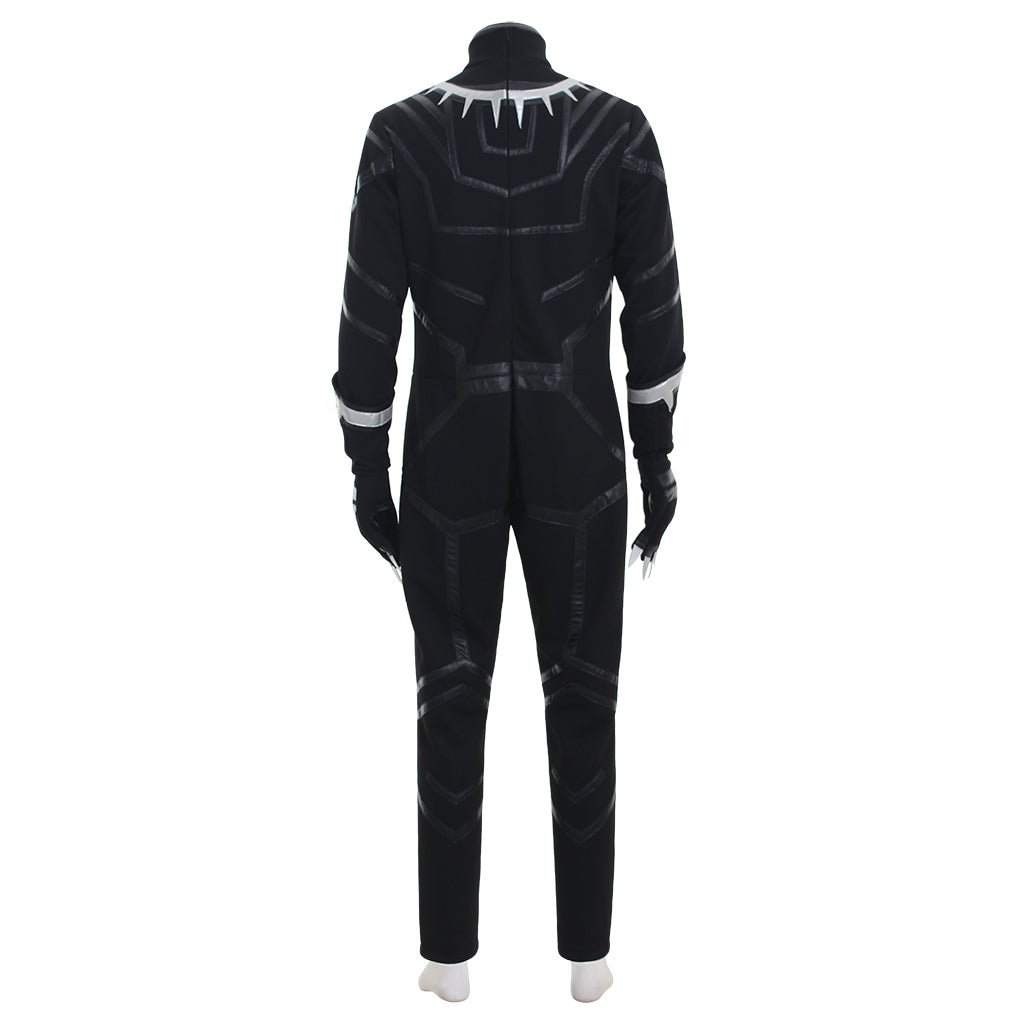 Costume Cosplay Panthère Noire Combinaison Bottes Gants Masque Ensemble pour Hommes